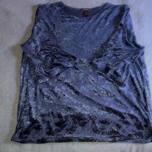 Elegant Blue Velvet Women's Top